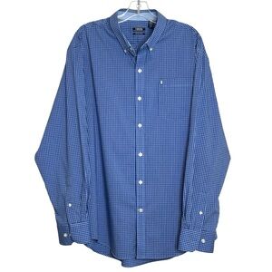 Izod Blue Plaid Long Sleeve Button Down Non-Iron Stretch XL Shirt